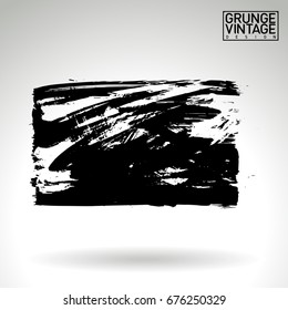 Black brush stroke and texture. Grunge vector abstract hand - painted element. Underline and border design.