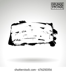Black brush stroke and texture. Grunge vector abstract hand - painted element. Underline and border design.