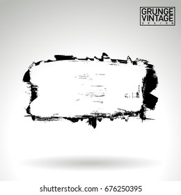 Black brush stroke and texture. Grunge vector abstract hand - painted element. Underline and border design.