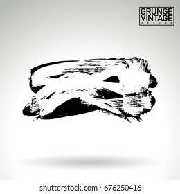 Black brush stroke and texture. Grunge vector abstract hand - painted element. Underline and border design.