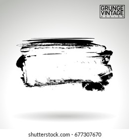 Black brush stroke and texture. Grunge vector abstract hand - painted element. Underline and border design.