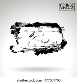 Black brush stroke and texture. Grunge vector abstract hand - painted element. Underline and border design.