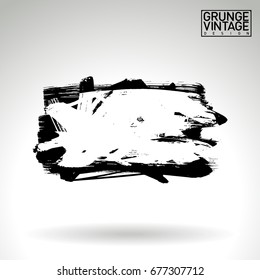 Black brush stroke and texture. Grunge vector abstract hand - painted element. Underline and border design.