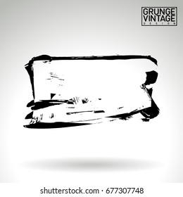 Black brush stroke and texture. Grunge vector abstract hand - painted element. Underline and border design.