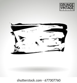 Black brush stroke and texture. Grunge vector abstract hand - painted element. Underline and border design.
