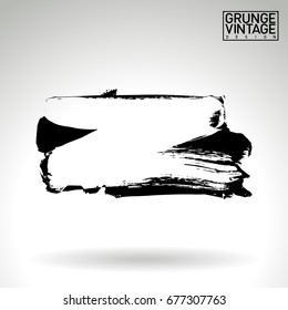 Black brush stroke and texture. Grunge vector abstract hand - painted element. Underline and border design.