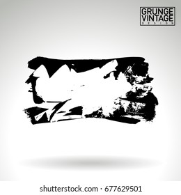 Black brush stroke and texture. Grunge vector abstract hand - painted element. Underline and border design.