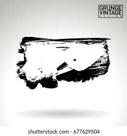 Black brush stroke and texture. Grunge vector abstract hand - painted element. Underline and border design.