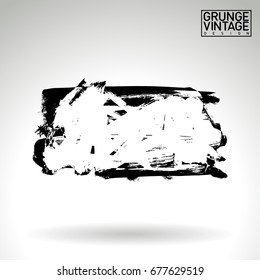 Black brush stroke and texture. Grunge vector abstract hand - painted element. Underline and border design.