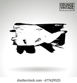 Black brush stroke and texture. Grunge vector abstract hand - painted element. Underline and border design.