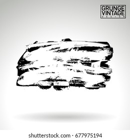 Black brush stroke and texture. Grunge vector abstract hand - painted element. Underline and border design.