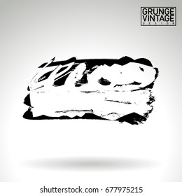 Black brush stroke and texture. Grunge vector abstract hand - painted element. Underline and border design.