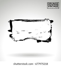 Black brush stroke and texture. Grunge vector abstract hand - painted element. Underline and border design.