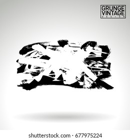 Black brush stroke and texture. Grunge vector abstract hand - painted element. Underline and border design.