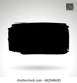 Black brush stroke and texture. Grunge vector abstract hand - painted element. Underline and border design.