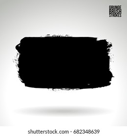 Black brush stroke and texture. Grunge vector abstract hand - painted element. Underline and border design.