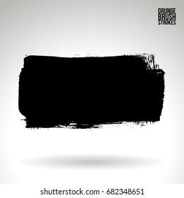 Black brush stroke and texture. Grunge vector abstract hand - painted element. Underline and border design.