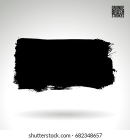 Black brush stroke and texture. Grunge vector abstract hand - painted element. Underline and border design.