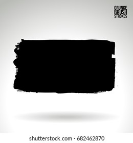 Black brush stroke and texture. Grunge vector abstract hand - painted element. Underline and border design.