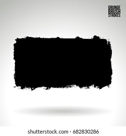 Black brush stroke and texture. Grunge vector abstract hand - painted element. Underline and border design.