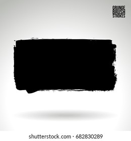 Black brush stroke and texture. Grunge vector abstract hand - painted element. Underline and border design.