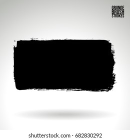 Black brush stroke and texture. Grunge vector abstract hand - painted element. Underline and border design.