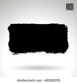 Black brush stroke and texture. Grunge vector abstract hand - painted element. Underline and border design.