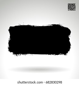 Black brush stroke and texture. Grunge vector abstract hand - painted element. Underline and border design.
