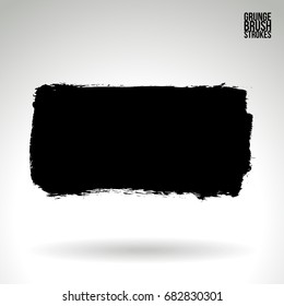 Black brush stroke and texture. Grunge vector abstract hand - painted element. Underline and border design.