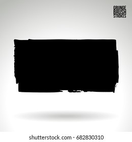 Black brush stroke and texture. Grunge vector abstract hand - painted element. Underline and border design.