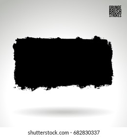 Black brush stroke and texture. Grunge vector abstract hand - painted element. Underline and border design.