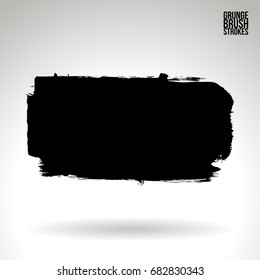 Black brush stroke and texture. Grunge vector abstract hand - painted element. Underline and border design.
