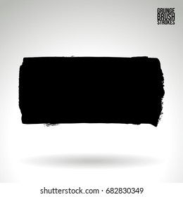 Black brush stroke and texture. Grunge vector abstract hand - painted element. Underline and border design.
