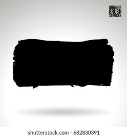Black brush stroke and texture. Grunge vector abstract hand - painted element. Underline and border design.