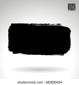 Black brush stroke and texture. Grunge vector abstract hand - painted element. Underline and border design.