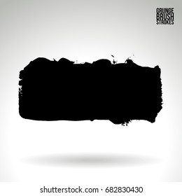 Black brush stroke and texture. Grunge vector abstract hand - painted element. Underline and border design.