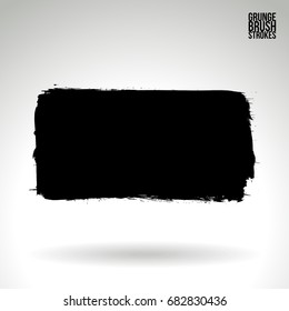 Black brush stroke and texture. Grunge vector abstract hand - painted element. Underline and border design.