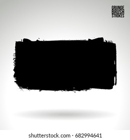 Black brush stroke and texture. Grunge vector abstract hand - painted element. Underline and border design.