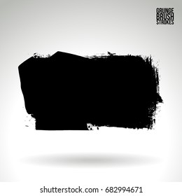 Black brush stroke and texture. Grunge vector abstract hand - painted element. Underline and border design.