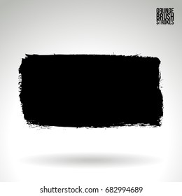 Black brush stroke and texture. Grunge vector abstract hand - painted element. Underline and border design.
