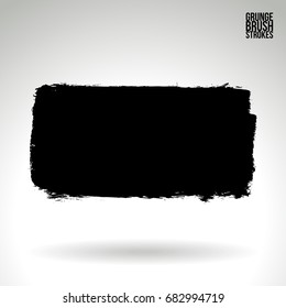 Black brush stroke and texture. Grunge vector abstract hand - painted element. Underline and border design.