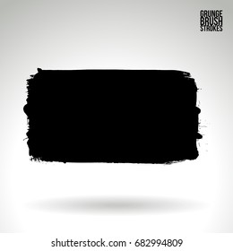 Black brush stroke and texture. Grunge vector abstract hand - painted element. Underline and border design.