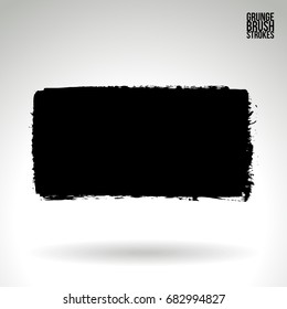 Black brush stroke and texture. Grunge vector abstract hand - painted element. Underline and border design.