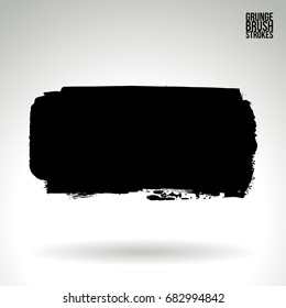 Black brush stroke and texture. Grunge vector abstract hand - painted element. Underline and border design.