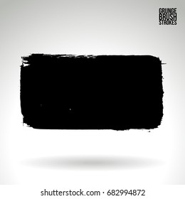 Black brush stroke and texture. Grunge vector abstract hand - painted element. Underline and border design.