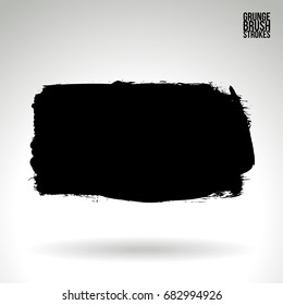 Black brush stroke and texture. Grunge vector abstract hand - painted element. Underline and border design.