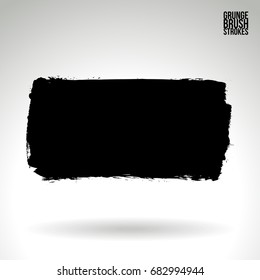 Black brush stroke and texture. Grunge vector abstract hand - painted element. Underline and border design.