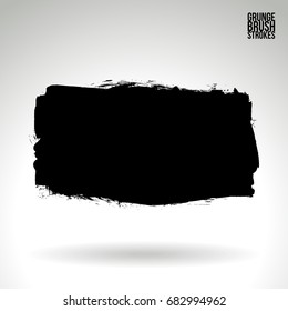 Black brush stroke and texture. Grunge vector abstract hand - painted element. Underline and border design.