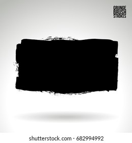 Black brush stroke and texture. Grunge vector abstract hand - painted element. Underline and border design.