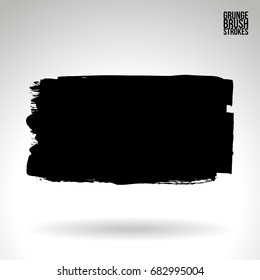 Black brush stroke and texture. Grunge vector abstract hand - painted element. Underline and border design.